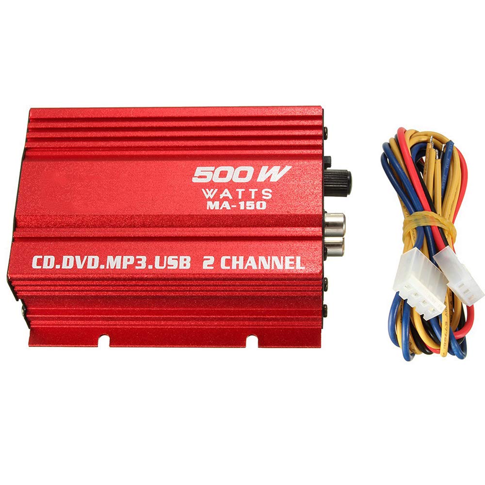 PolarLander Auto Power Subwoofer Amplifier Car Audio Stereo Amplifier Hi-Fi 12V 2CH USB Mini Digital for Motorcycle/Boat/MP3/MP4