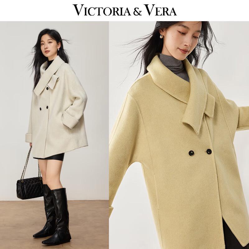

VICTORIA&VERA Женское двубортное двустороннее шерстяное пальто L
