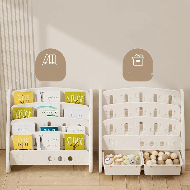 Children's Bookshelf Home Bedroom Children's Picture Books Toy Storage Cabinet Snacks Sundries Organizer Rack Floor Standing