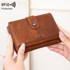 Cartera Tri-Fold Multifuncional para Mujer con Monedero Retro RFID Transfronterizo
