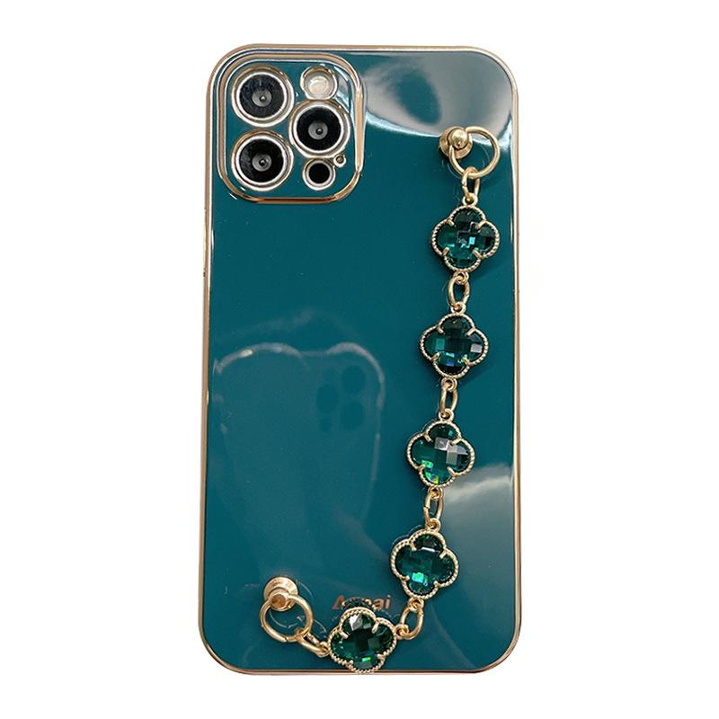 Suitable for iPhone 15 Promax Phone Case, Fashionable Clover Bracelet, 13 Apple 14 Protective Case, 12XS Creative