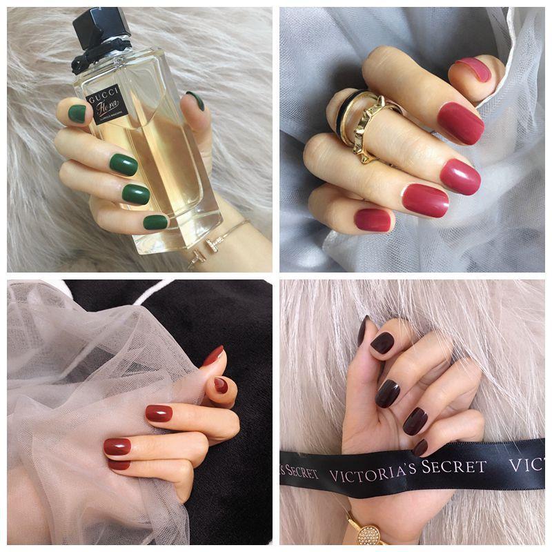 Colorful Candy Collection 24-piece Set Of Short Thin Nail Stickers In Solid Colors