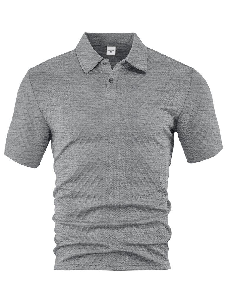 European and American Men's Clothing Summer Thin Loose Breathable Casual Solid Color Jacquard Lapel Short-sleeved Men's Polo Shirt