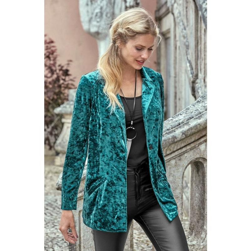 Tavaszi őszi blézerek öltöny női egygombos alkalmi bársony öltönykabát nőknek kabátok