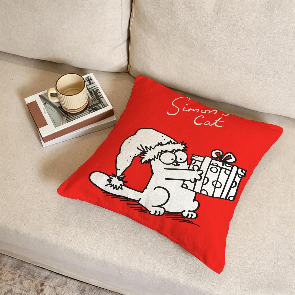 S-Simon'S Cat Cushion Cover Fabric Soft Furnishing,Pillowcase, Cushion Cover, Sofa Pillow, Home Decoration