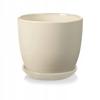Ceramic Flowerpot with Saucer 13 Cm Cream