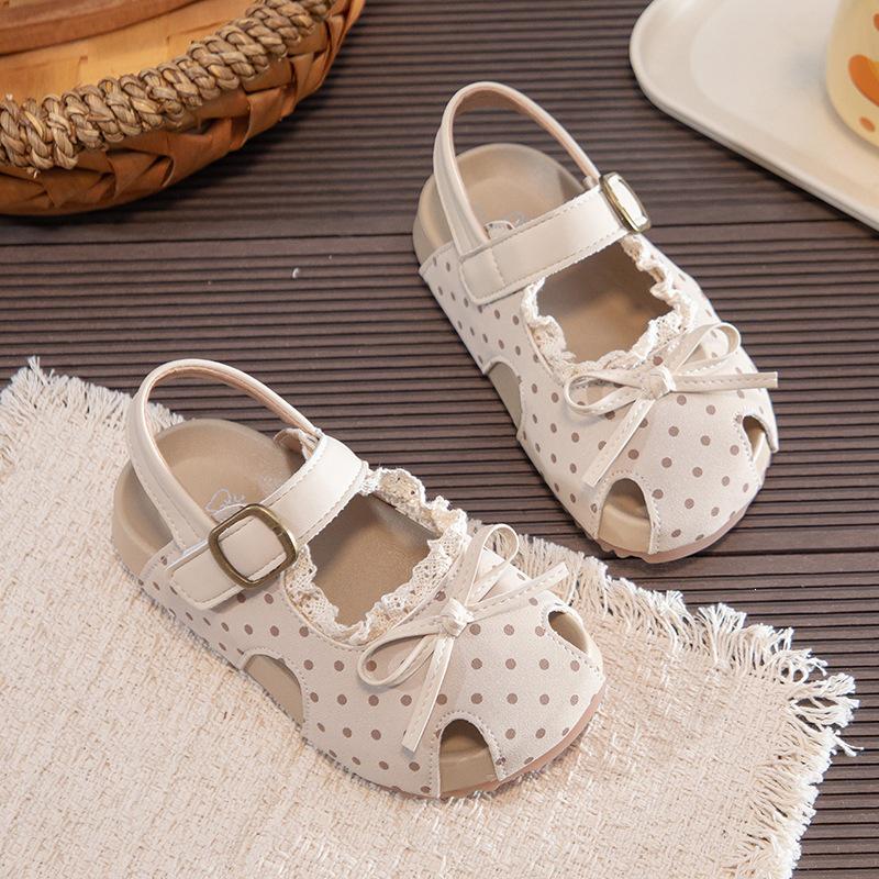 Ballet Princess Lace Bow Sandals - Baby & Girls Summer Shoes 2026 Korean Style 24 бежевый