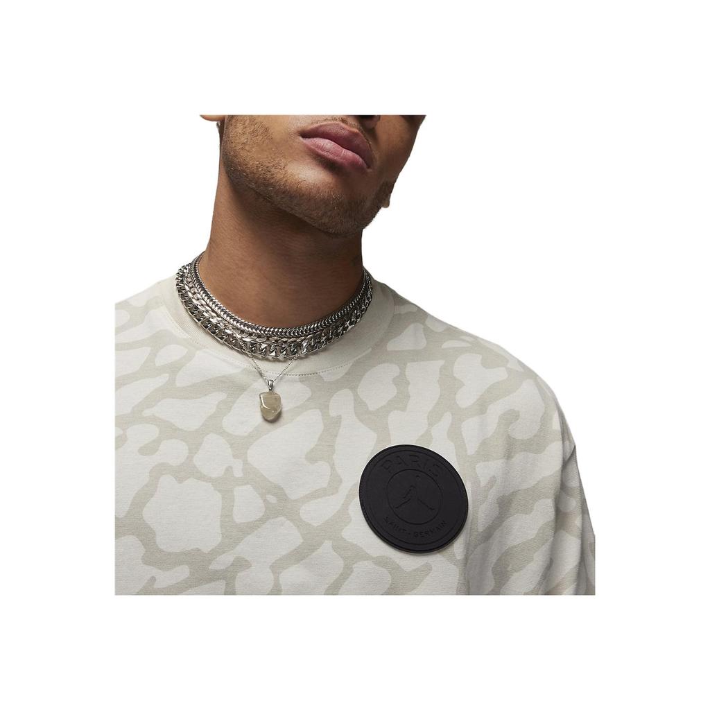 Jordan X PSG SS24 Allover-Print Lässiges Atmungsaktives Rundhals Kurzarm Oversize T-Shirt Herren Oberteile Hellgrau DZ2912-072