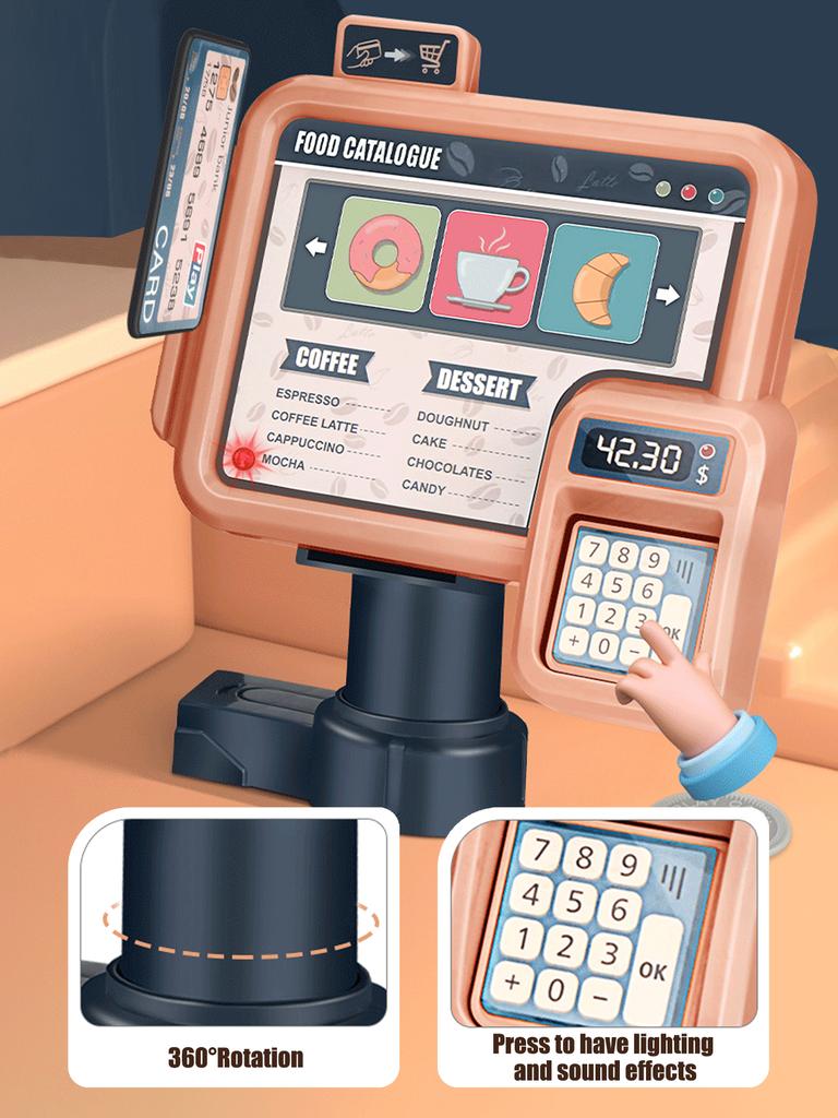 Kids 3in1 Coffee Machine Toy Set 41pcs Pretend Play With Light Sound Manual Water Outlet Role Playing Gift For Boys Girls