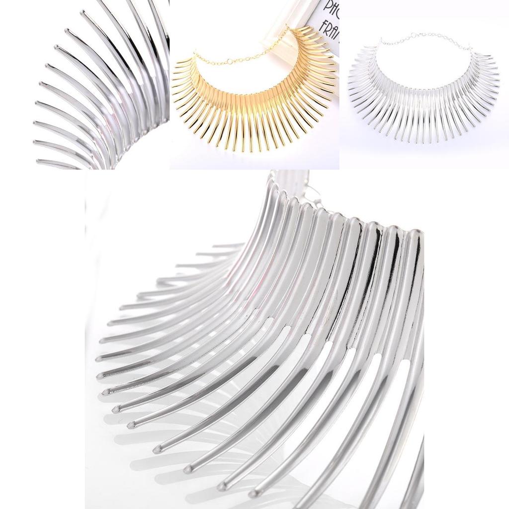 Fashion Solid Color Curved Design Women Metal Necklace Collar For Trendy Outfit