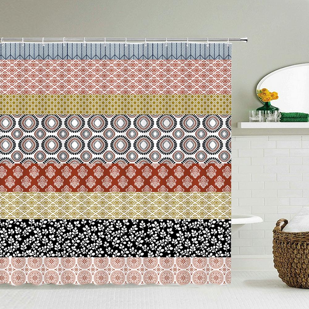 Indian Bohemian Style Shower Curtain Bathroom Waterproof Cloth Printed Mandala Decoration Bath Curtains large 240x180 With Hooks