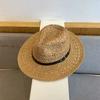 Hollow Hollow Straw Hat Wide Brim Visor Cap Fashion Western Cowboy Hat  Travel