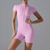 Tuta Corta da Donna con Zip Manica Corta Collo Alto Body Shorts