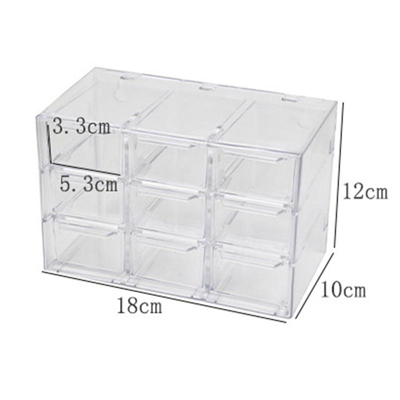Transparent Nine-Grid Jewelry Beads Storage Box with Drawers