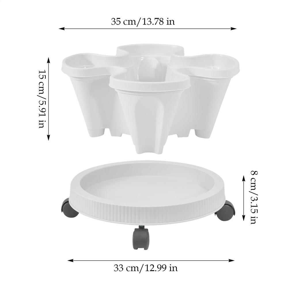 Stackable Vertical Flower Plant Pot 4-layer Plant Tower With Mobile Tray Gardening Planting Supplies for Outdoor Balcony