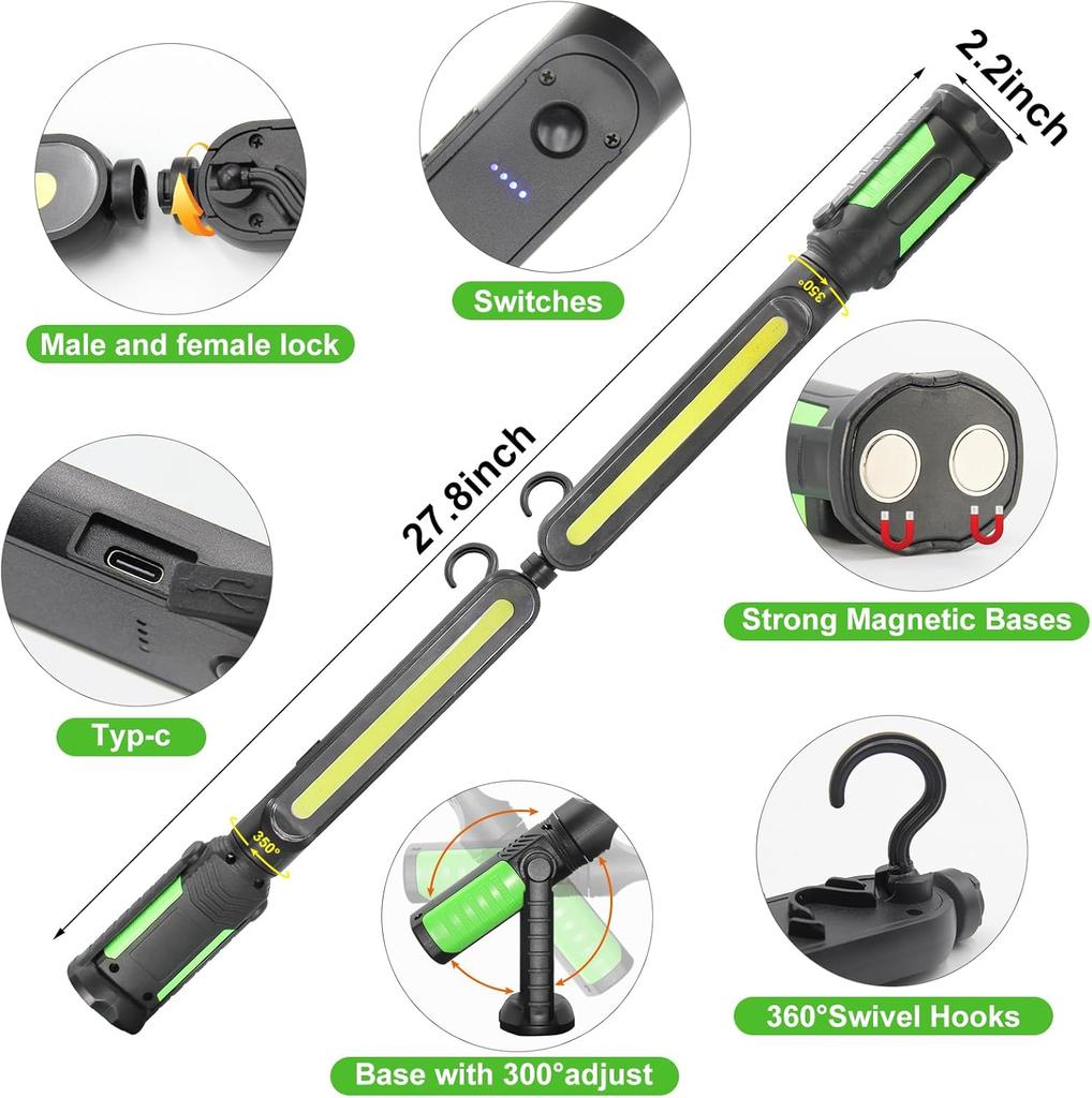 Portable LED Work Light Rechargeable Mechanic Bar Underhood Repair Emergency-Magnetic Portable LED Bar Work Light