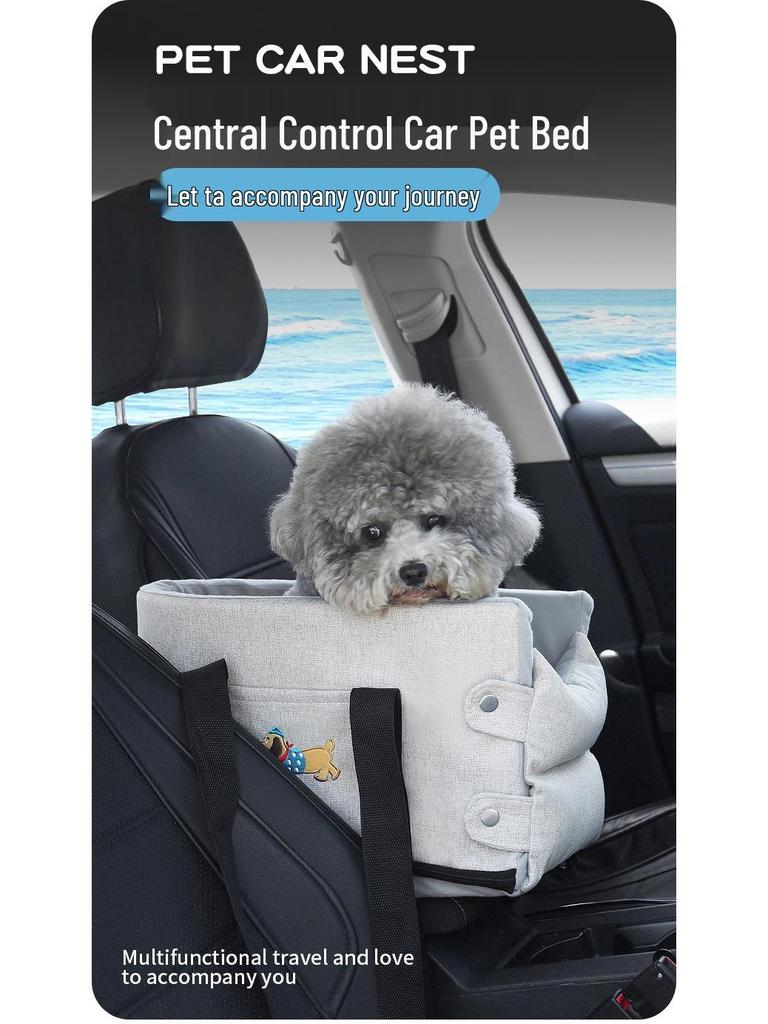 Compact Pet Car Console Bed for Small Dogs and Cats
