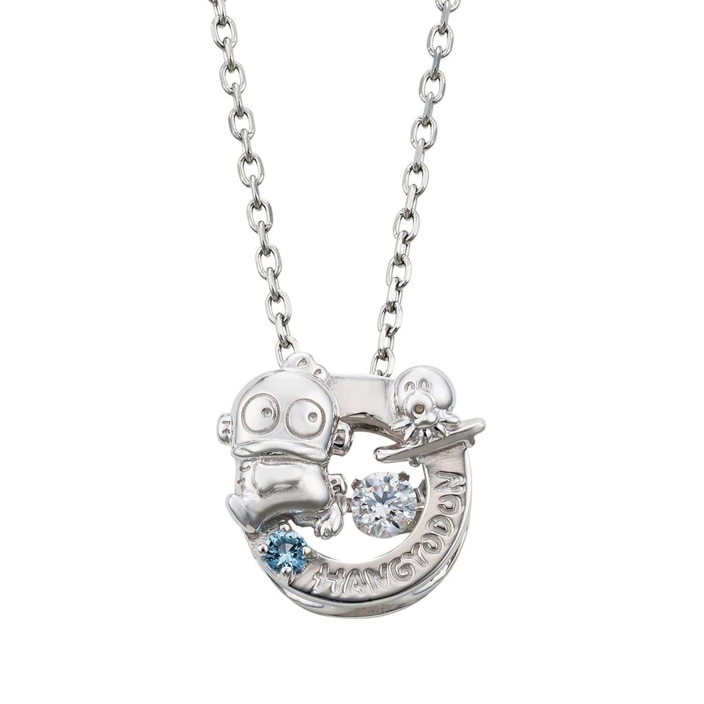 White Clover Hangingyodon 40th Anniversary Ladies Necklace Dancing Stone Sanrio Characters Silver 925 Surgical Stainless Steel 316L Cubic Zirconia