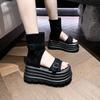 Fashion 8CM Summer Sandals Wedge Heels Sneakers New Women Peep Toe Flip Flop High Platform Casual Booties Breathable Walking Slippers