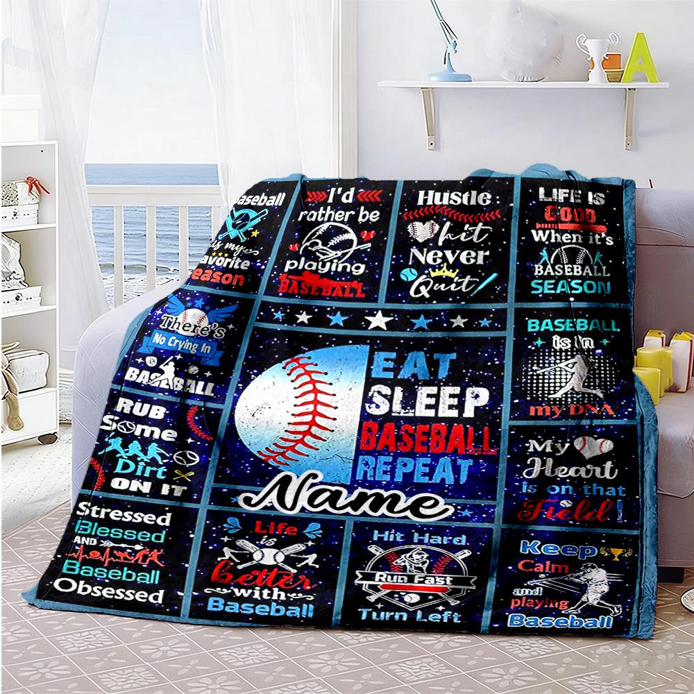 Ball33 Customize Your Name Blanket Multi-purpose Customizable Blanket Soft Warm Cozy Throw For Living Room Office Chair Couch Bed