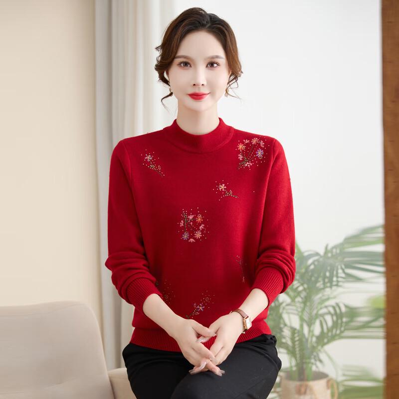 Damen Bestickter Warmer Rollkragenpullover