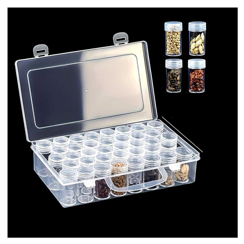 

small container 38 pieces small case Small storage case transparent round bottle with lid accessory case jewelry storage nail deco parts nail diamond