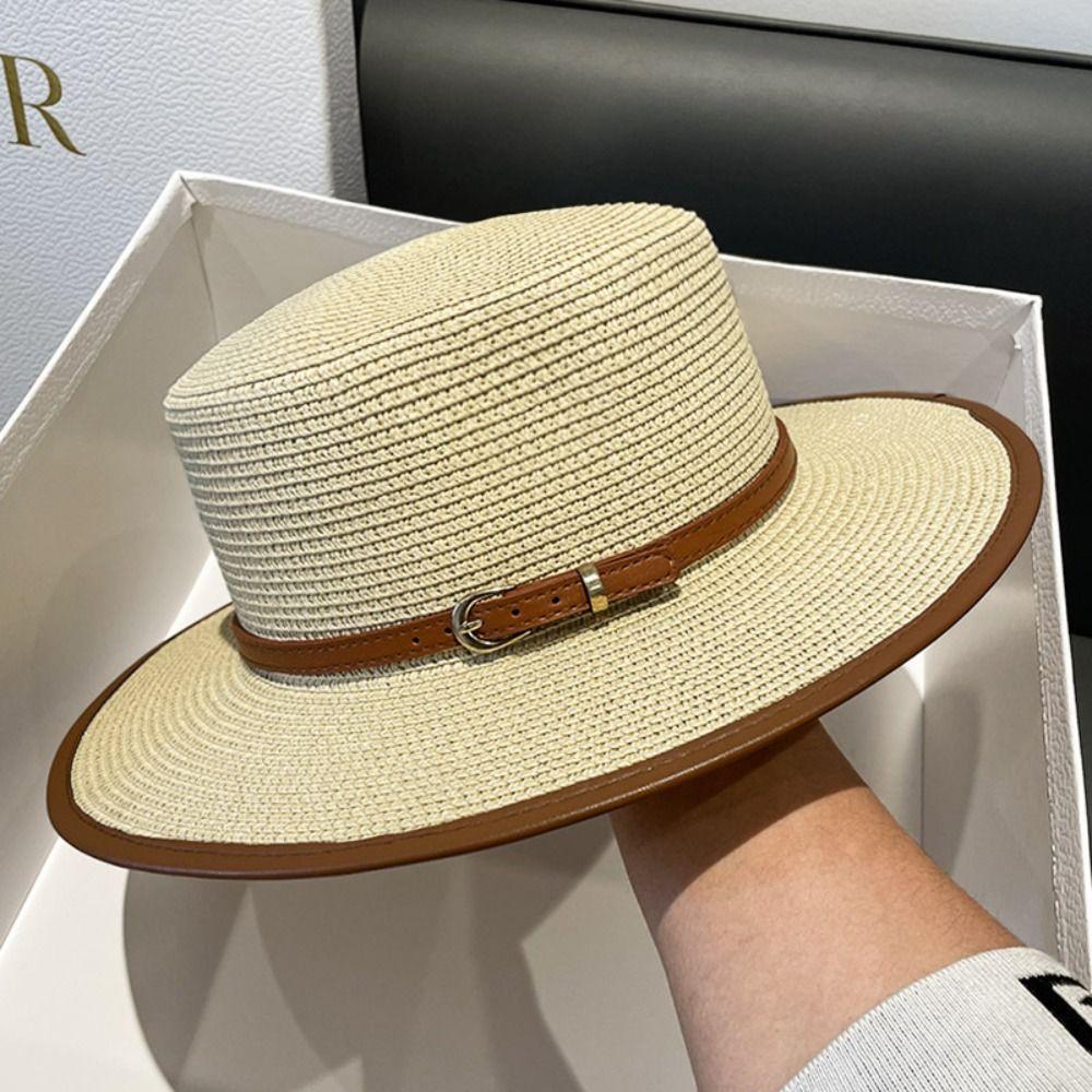 

Travel Straw Hat UV Protection Panama Cap Summer Beach Cap Women чорний