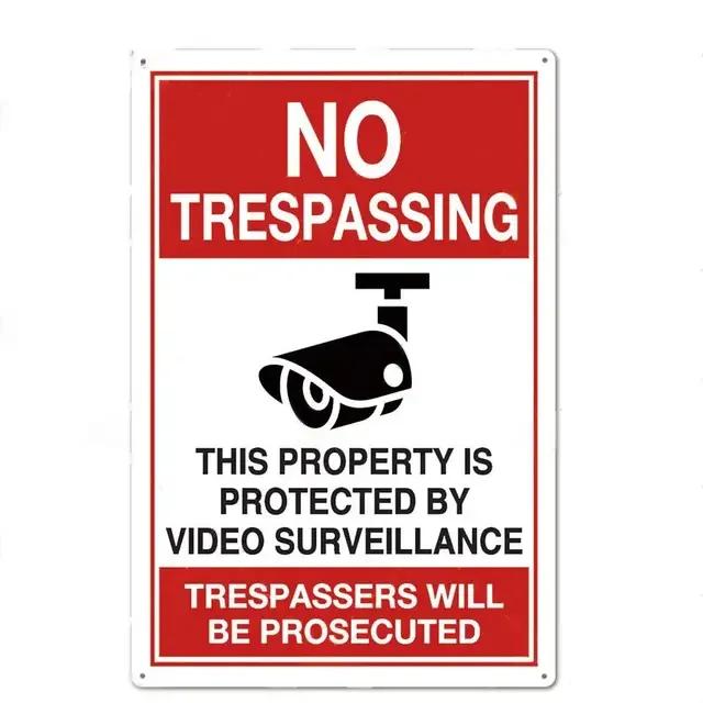 No Trespassing Tin Signs Video Surveillance Warning Plaque Metal Wall Art Poster Yard Iron Painting Stickers Home Decor