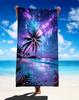 Tropical Sunset Beach Towel, Microfiber Large Sand Free Quick Dry, Palm Tree Ocean Landscape Design, Soft Absorbent