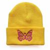 Butterfly embroidered flower knitted beanie versatile men's and women's warm wool hat outdoor cycling pullover hat