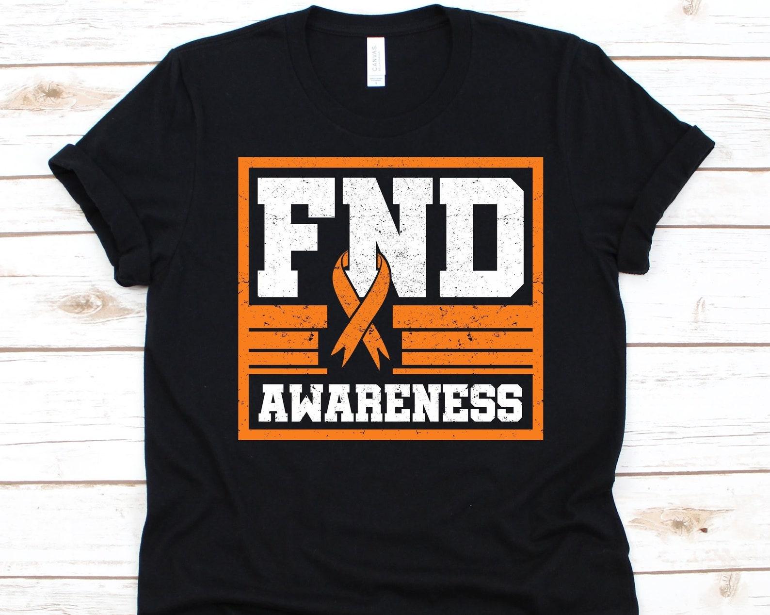 FND Awareness Shirt, Gift For Functional Neurological Disorder Survivor, Functional Neurological Disorder, FND, Orange Ribbon Graphic 4XL