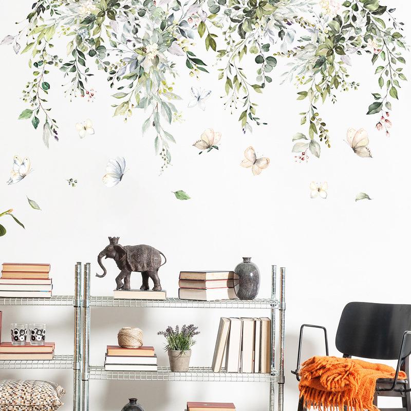 2Pcs/Set Removable Self Adhesive Stickers Tree Branches Leaves Birds Wall Stickers Bedroom Living Room Decoration Accessories