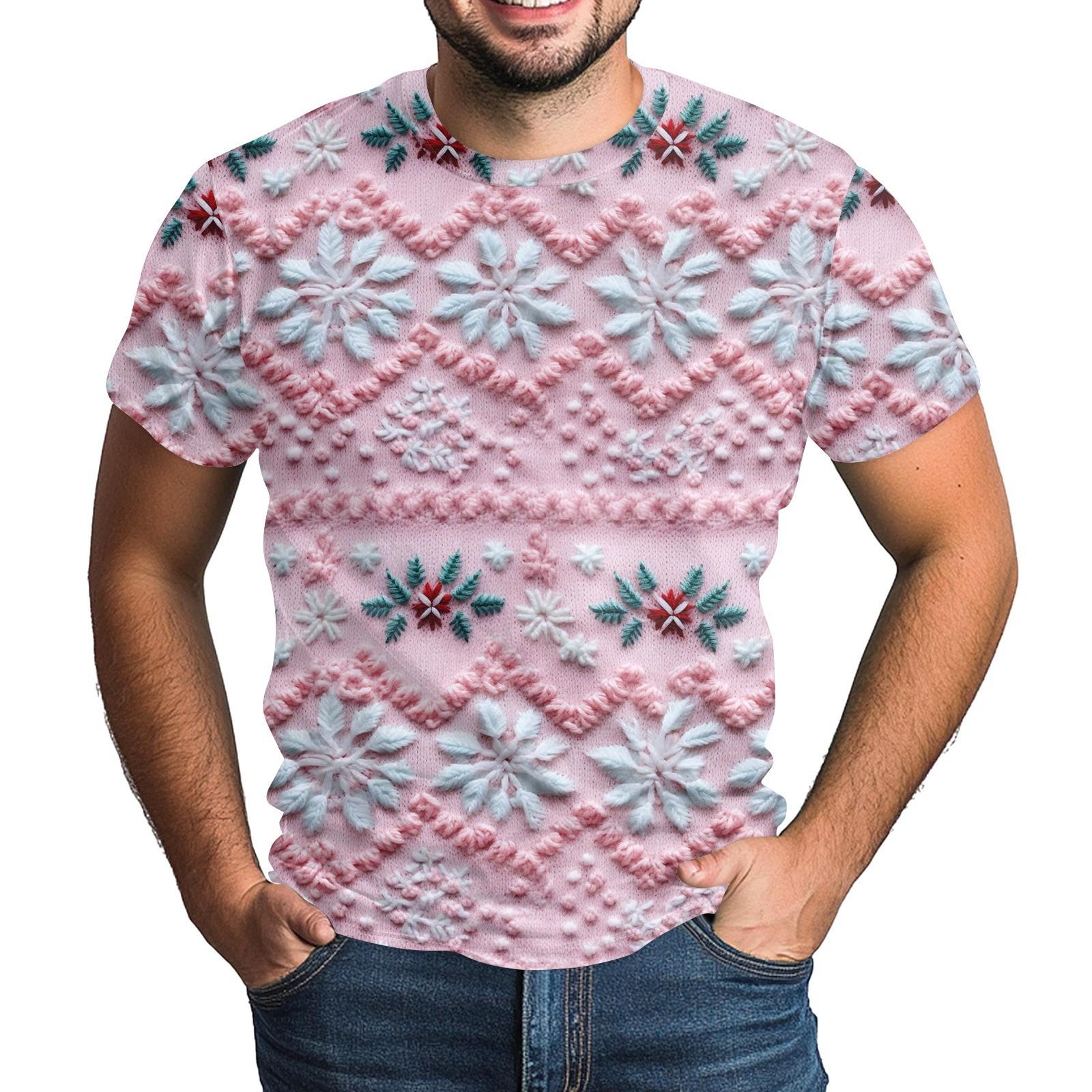 

Рождественская футболка для взрослых с круглым вырезом и коротким рукавом, забавный принт, милая рождественская футболка S