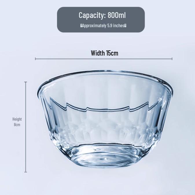 Heat-Resistant Borosilicate Glass Bowl for Microwave, Egg Beating, Baking, Dough Mixing, and Soup.