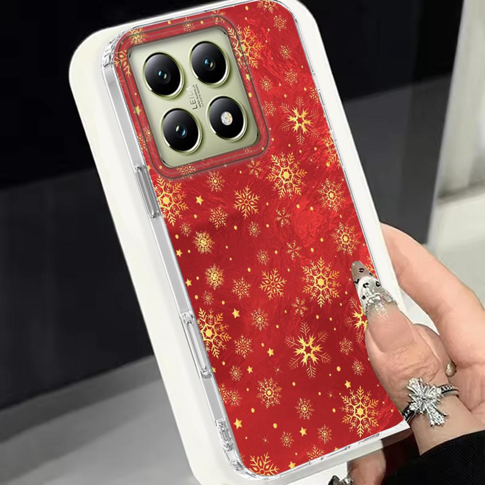Luxury Glitter Christmas Snowflake Phone Case For Xiaomi 14T 13T 11 Lite NE Poco X5 M6 X6 X7 X3 Pro NFC C65 C61 M5S Hard Cover