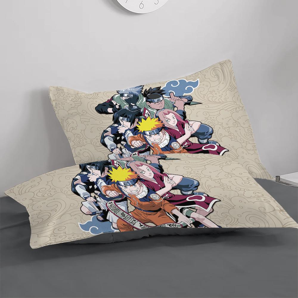 Naruto Cotton Bedding Set: Duvet Cover, Fitted Sheet, Pillowcase for Boys' Dorms
