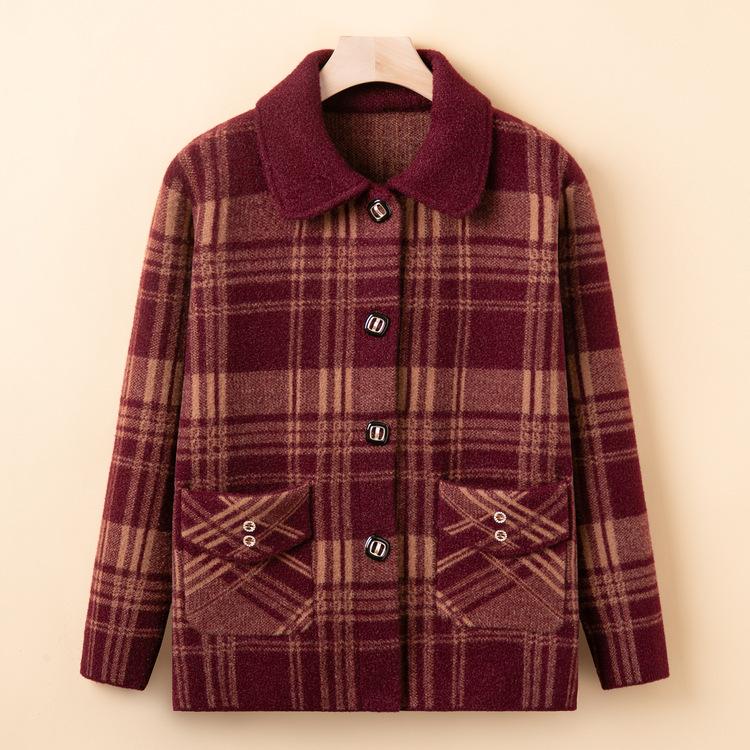 Middle-aged and Elderly Sweaters for Women and Grandmas Sweaters for New Thick Spring and Autumn Knitted Sweaters for Elderly Clothes Coats
