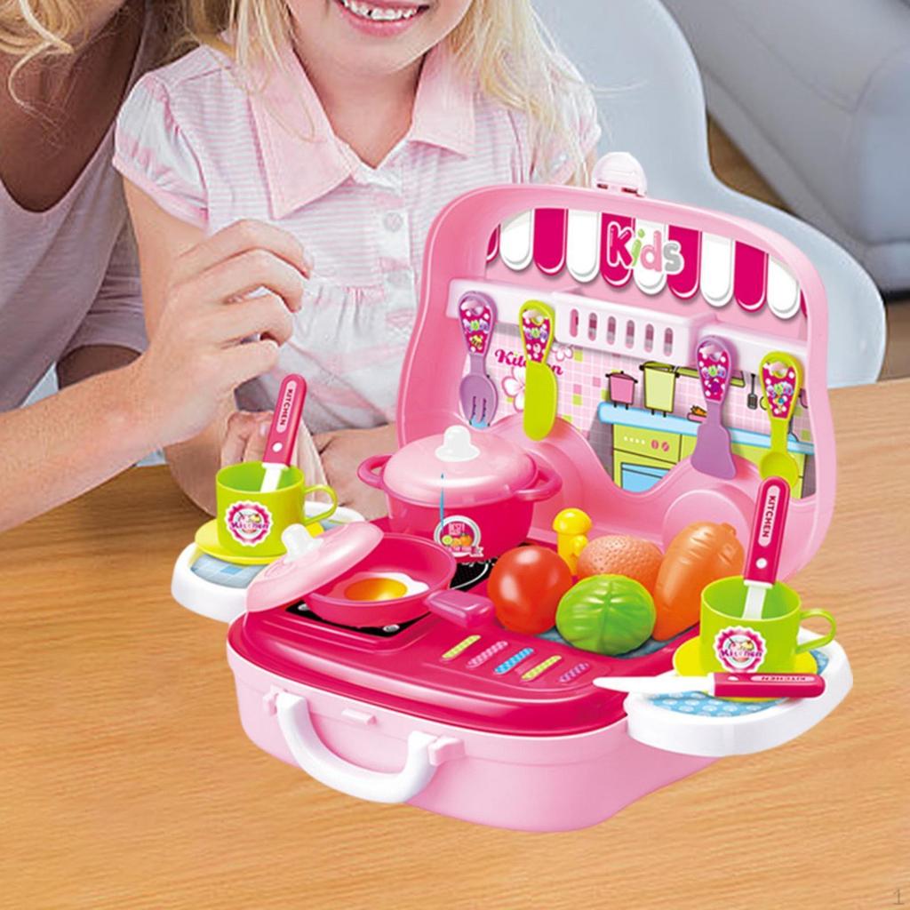 Kitchen Playset Party Favors Play Accessories for Children Kids Pink