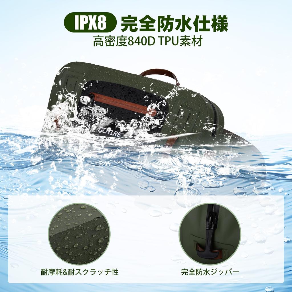 Goture Fishing 10L Large IPX8 840D TPU Fly Fishing Tackle Tackle for Outdoor Stream and Hiking Bag, Capacity, Waterproof, Material, Ultra-Lightweight,