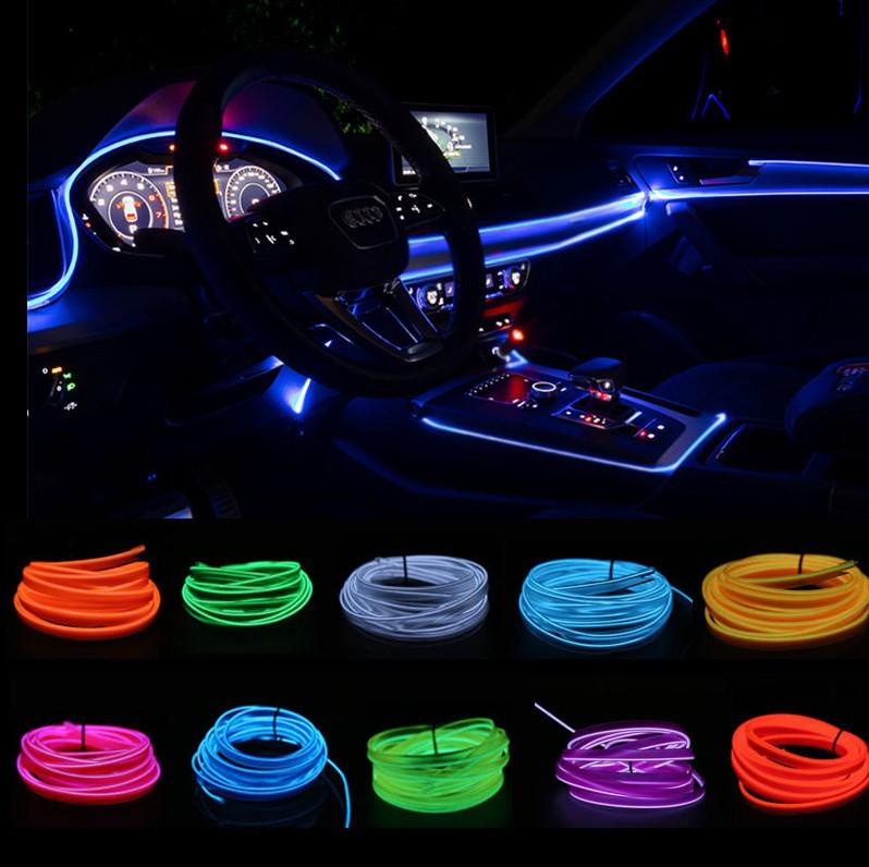 5-Meter Car Interior Cold Light Wire LED Strip with Clip-on Edge Design