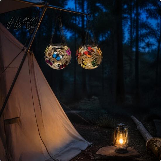 Housewarming Gifts for Home Solar Butterfly Hanging Lantern, Iron Wire 3D Garden Light with Patio Lighting Warm Glow, Waterproof Outdoor Yard
