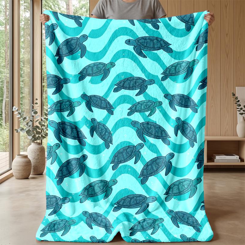 Ocean Turtle Journey Theme blanket Lightweight Warm Flannel Blanket Decorative Throw Blanket for Home Decoration