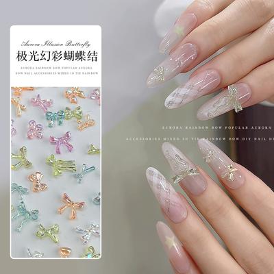 Mixed Butterfly Knot Nail Accessories Internet Celebrity Mini Aurora Illusion 3D Tie DIY