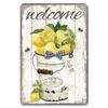 D Flat Metal Sign Vintage Welcome Garden Tin Sign Set Rustic Home Decor Butterfly Flower Watering Can Wall Art