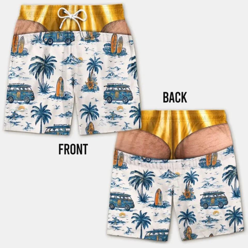 Pantaloncini da Spiaggia da Uomo Stampa Culo Peloso 3D Divertente Elastico Coulisse Novità Costume da Bagno Asciugatura Rapida Festa in Piscina Vacanza XXS-6XL