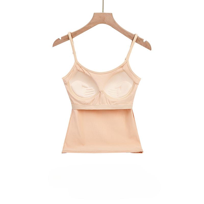 Cotton Anti Glare Camisole Base Vest with Chest Cushion Integrated Underwear Gather Together, Hold Up, and Pat the Chest Female
