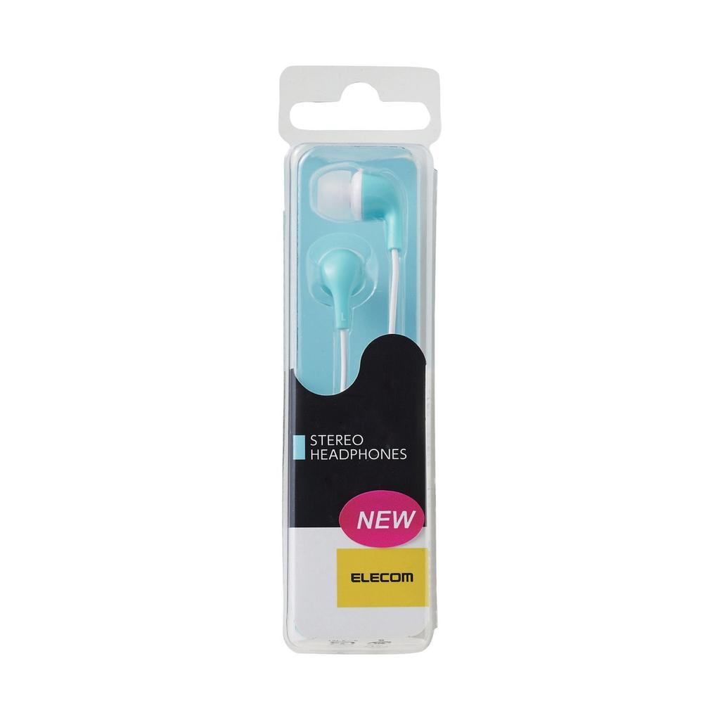 Elecom CN300 Stereo In-Ear Headphones, Light Blue, EHP-CN300ABU2, Delivers Well-Balanced Sound and Crisp Bass