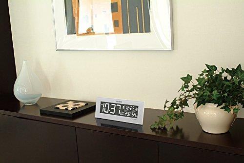 RHYTHM Iroria Alarm Clock, Radio-Controlled, Digital, Gradient LED, 365-Color Display, AC Powered, White, 8RZ173SR03