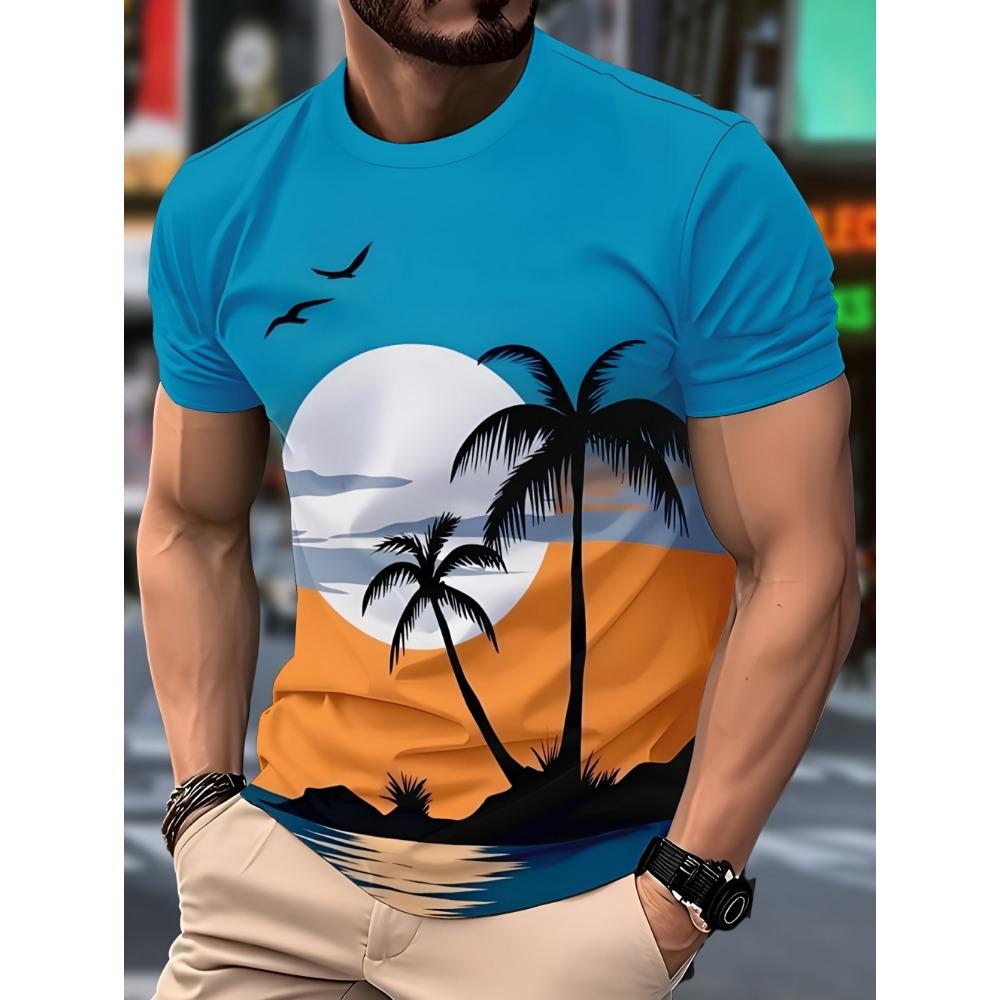Men s 3D Coconut Tree Printed T-shirt 2XS