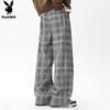 Playboy Men's Plaid Straight-Leg Drawstring Sweatpants